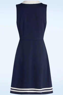 Vixen Nautical Sleeveless Bow Jurk In Marineblauw><noscript><img width=