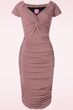 Glamour Bunny Norma Jeane Pencil Jurk In Roze Glitter><noscript><img width=