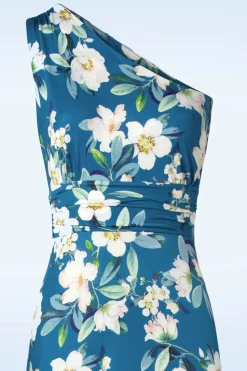 Vintage Chic for Topvintage Olga Flowers One Shoulder Maxi Jurk In Blauw><noscript><img width=