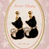 Sweet Cherry Parel Kat Drop Oorbellen In Goud>Vrouwen Sieraden