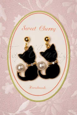 Sweet Cherry Parel Kat Drop Oorbellen In Goud>Vrouwen Sieraden