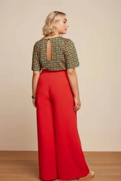 King Louie Peppa Broek Woven Crepe In Vurig Rood><noscript><img width=