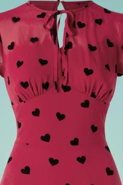 Vixen Peppa Chiffon Hearts Tea Jurk In Frambozenrood><noscript><img width=