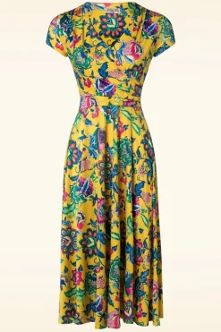 Vintage Chic for Topvintage Petty Floral Swing Jurk In Geel>Vrouwen Plus Size Jurken