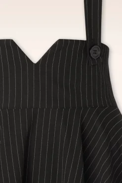 Vixen Pinstripe Suspender Swing Rok In Zwart><noscript><img width=