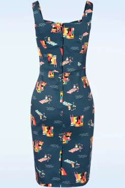 Banned Retro Portofino Living Pencil Jurk In Blauw>Vrouwen Plus Size Jurken