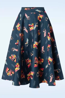 Banned Retro Portofino Living Swing Rok In Blauw>Vrouwen Rokken