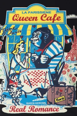 Queen Kerosin Queen Cafe T-Shirt In Zwart><noscript><img width=