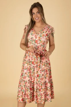 Vixen Rainbow Floral Flare Jurk In Licht Roze>Vrouwen Plus Size Jurken