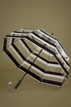 So Rainy Rayures Transparent Dome Paraplu In Zwart En Wit><noscript><img width=