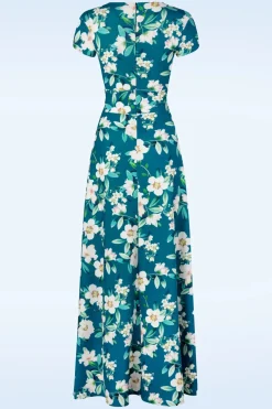 Vintage Chic for Topvintage Rinda Bloemen Maxi Jurk In Blauw>Vrouwen Plus Size Jurken