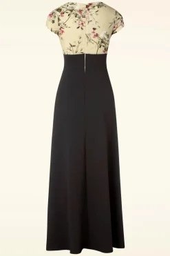 Vintage Chic for Topvintage Rinda Floral Maxi Jurk In Zwart>Vrouwen Maxi Jurken