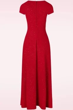 Vintage Chic for Topvintage Rinda Glitter Maxijurk In Rood>Vrouwen Maxi Jurken
