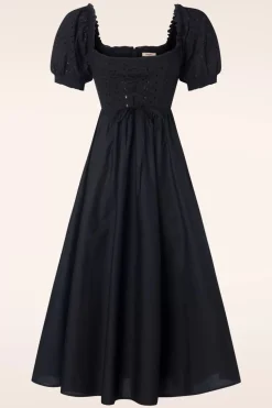 Timeless River Embroidery Swing Jurk In Zwart>Vrouwen Plus Size Jurken