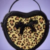 Banned Retro Rockabilly Heart Handtas In Zwart En Leopard>Vrouwen Tassen