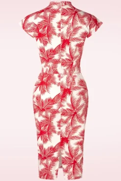 Zoe Vine Ruby Palm Pencil Jurk In Wit En Rood><noscript><img width=