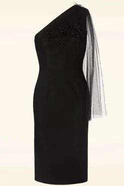 Rebel Love Clothing Sabrina Beaded Tulle Sash Pencil Jurk In Zwart>Vrouwen Plus Size Jurken