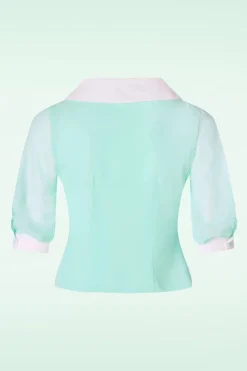 Miss Candyfloss Sacha Mai Sheer Organza Blouse In Mint><noscript><img width=