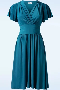 Vintage Chic for Topvintage Sadie Slinky Swing Jurk In Teal>Vrouwen Plus Size Jurken