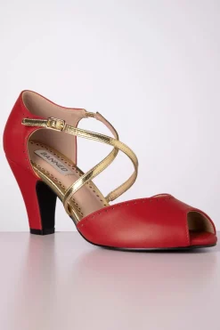 Banned Retro Sassy Dance Peeptoe Pumps In Rood><noscript><img width=