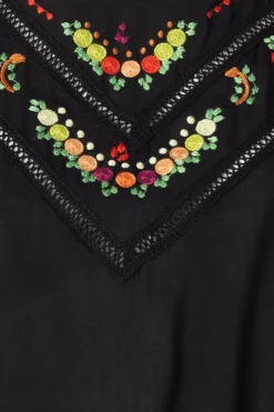 King Louie Selly Citrine Embroidery Top In Zwart><noscript><img width=