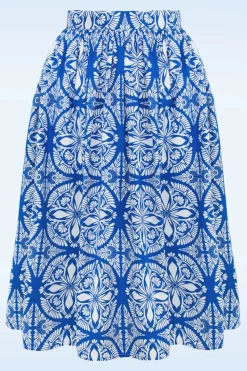 Bunny Sicily Swing Rok In Blauw En Wit>Vrouwen Rokken