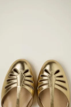 Charlie Stone Singapore T-Strap Ballerina Flats In Goud>Vrouwen Ballerina's