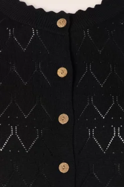 Banned Retro Summer Scallop Cardigan In Zwart><noscript><img width=