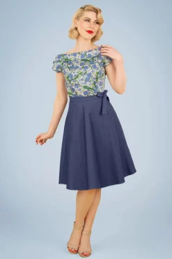 Banned Retro Sweet Sail Wrap Swingrok In Denimblauw>Vrouwen Rokken