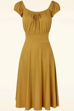 Vixen Tessy Swingjurk In Mosterdgeel>Vrouwen Effen Jurken