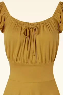 Vixen Tessy Swingjurk In Mosterdgeel>Vrouwen Effen Jurken