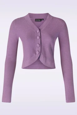 Vixen Textured Knit Crop Cardigan In Lila>Vrouwen Vestjes