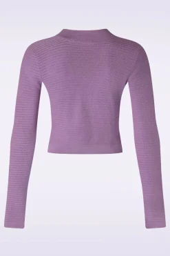 Vixen Textured Knit Crop Cardigan In Lila>Vrouwen Vestjes