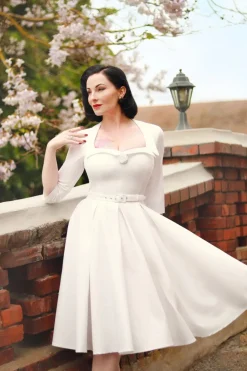 Vintage Diva The Jayne Swing Jurk In Gebroken Wit>Vrouwen Plus Size Jurken