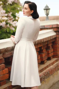 Vintage Diva The Jayne Swing Jurk In Gebroken Wit>Vrouwen Plus Size Jurken