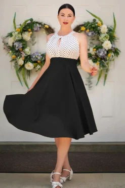 Vintage Diva The Maria Grazia Swing Jurk In Zwart En Wit>Vrouwen Swing Jurken