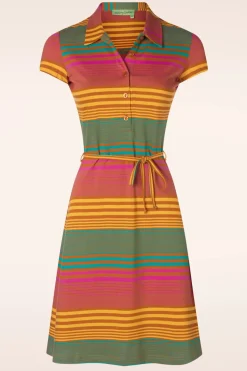 Bakery Ladies Tilly Polo Jurk In Yarn Dyed Caramel>Vrouwen Plus Size Jurken