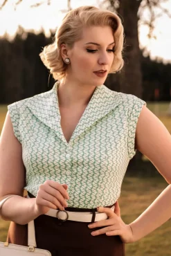 Banned Retro Tina Tile Blouse In Mintgroen>Vrouwen Blouses