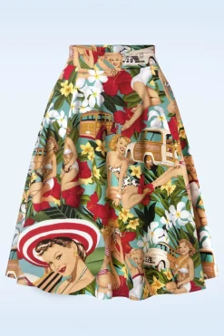 Banned Retro Tropic Dreamer Swing Rok In Blauw>Vrouwen Rokken