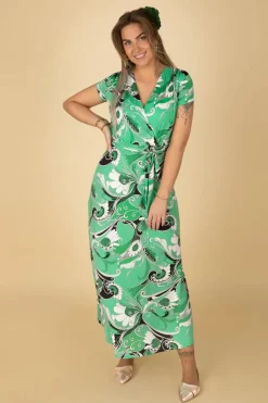 Vintage Chic for Topvintage Valerie Maxi Jurk In Groen>Vrouwen Plus Size Jurken