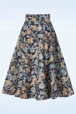 Miss Candyfloss Vania Lee Floral Skirt In Navy>Vrouwen Rokken