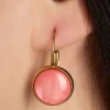 Urban Hippies Vergulde Dot Oorbellen In Perzikroze>Vrouwen Sieraden