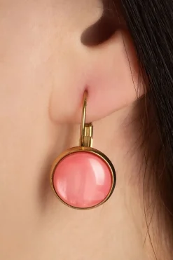 Urban Hippies Vergulde Dot Oorbellen In Perzikroze>Vrouwen Sieraden