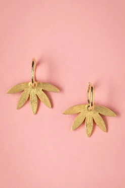 Urban Hippies Vergulde Gemma Oorbellen In Rood><noscript><img width=