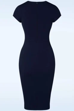 Vintage Chic for Topvintage Vivien Pencil Jurk In Marineblauw>Vrouwen Plus Size Jurken