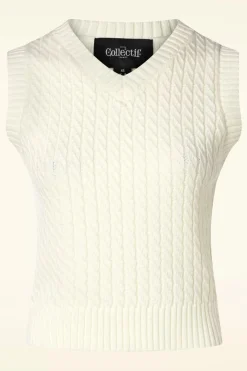 Collectif Clothing Willa Gebreide Spencer In Creme>Vrouwen Truitjes