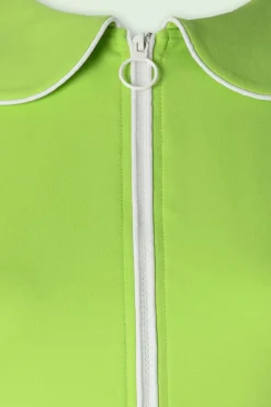 Vixen Zip Front Collared Sleeveless Jurk In Groen><noscript><img width=